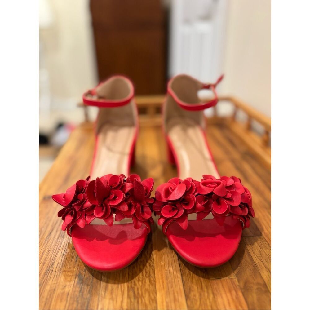 Patricia By Spring Step Women's Tomika Floral Block Heel Sandals Red Size 9.5 - Picture 2 of 7
